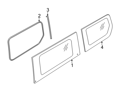 2017 Ford Transit Connect Side Panel - Glass & Hardware Front Glass Diagram for DT1Z6129726A