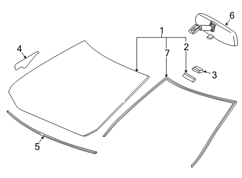 2016 Scion iM Windshield Glass, Reveal Moldings Dam Diagram for 5386612050