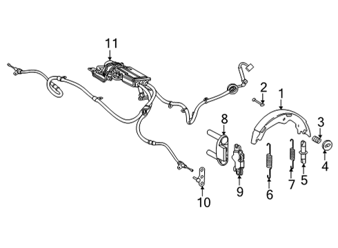 2021 Toyota Mirai Parking Brake Park Brake Shoes Retainer Diagram for 4744930030