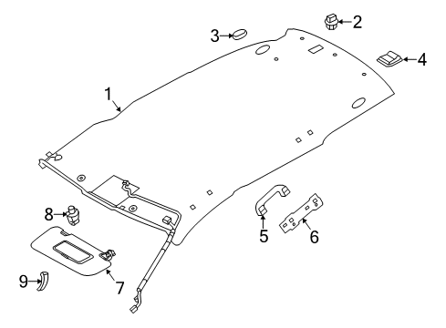 2014 Nissan Rogue Interior Trim - Roof Passenger Side Sun Visor Assembly Diagram for 964004BA1D