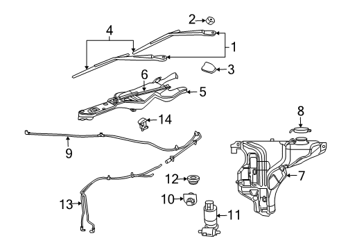 2009 Chrysler Aspen Windshield - Wiper & Washer Components Blade-WIPER Diagram for WBFLAT14AA