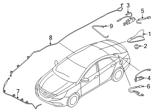 2015 Kia Optima Antenna & Radio Nut Diagram for 962172J000
