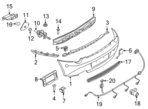 2008 BMW Z4 Rear Bumper Cable Strap With Bracket Diagram for 61139200225