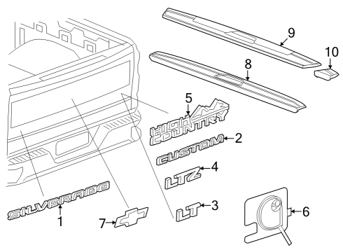Exterior Trim - Pick Up Box Nameplate Diagram for 84763214