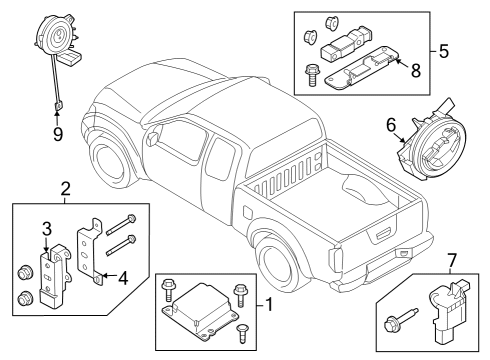 2022 Nissan Frontier Air Bag Components SENSOR-SIDE AIRBAG, RH Diagram for 988369BU8A