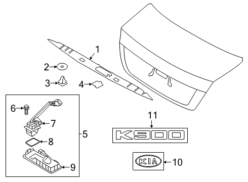 2020 Kia K900 Exterior Trim - Trunk Lid Outside Handle & Lock Assembly Diagram for 81260J6000