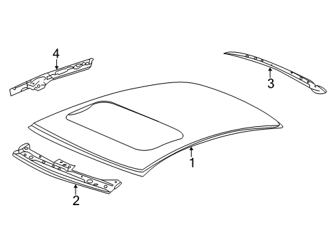 2013 Acura TSX Roof & Components Rail, Passenger Side Roof Side Diagram for 64210TL7A50ZZ