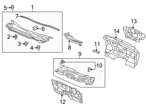 2011 Acura TL Cowl Dashboard (Lower) Diagram for 61500TK5A60ZZ