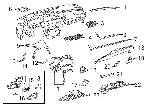 2021 Lexus ES250 Cluster & Switches, Instrument Panel Panel Sub-Assembly, Inst Diagram for 5504506040C0