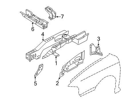 2003 Kia Sedona Structural Components & Rails Towing Hook, RH Diagram for 0K53A56370