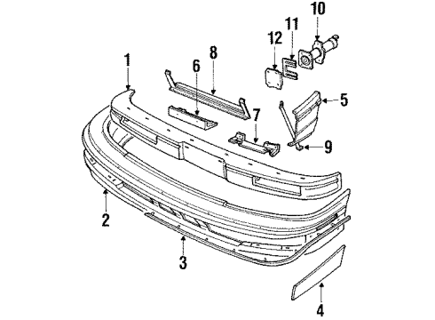 1987 Buick Electra Front Bumper Retainer Asm-F/Bumper Fascia Outer Molding Diagram for 25515303