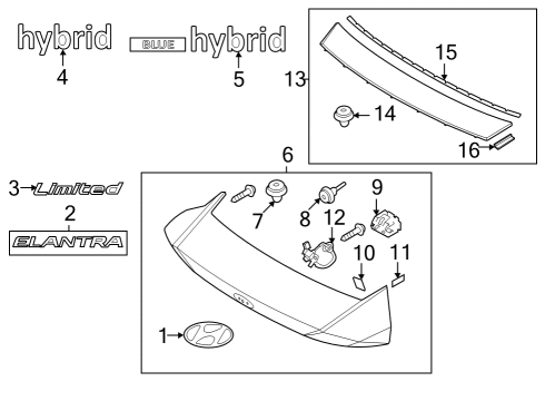 Exterior Trim - Trunk Unit Assembly-Rear View Camera Diagram for 99240AA100