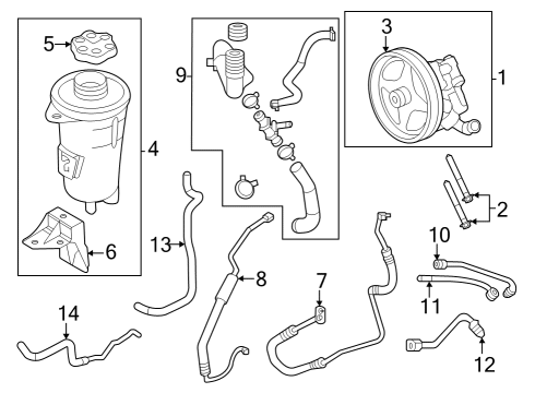 2021 Ford E-350 Super Duty P/S Pump & Hoses, Steering Gear & Linkage Power Steering Pump Diagram for LC2Z3A674A