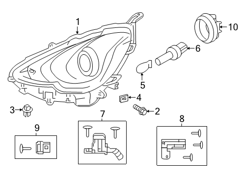 2017 Toyota Prius C Headlamps Headlamp Assembly Diagram for 8111052K70