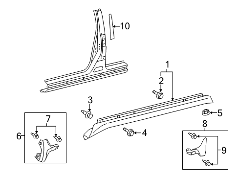 2005 Scion xA Exterior Trim - Pillars, Rocker & Floor Lower Molding Diagram for 7560552041A0