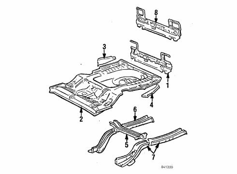 1986 Toyota Corolla Rear Body Pan, Rear Floor Diagram for 5831112110