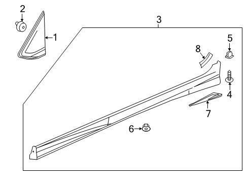 2018 Chevrolet Spark Exterior Trim - Pillars, Rocker & Floor Corner Molding Diagram for 42345001