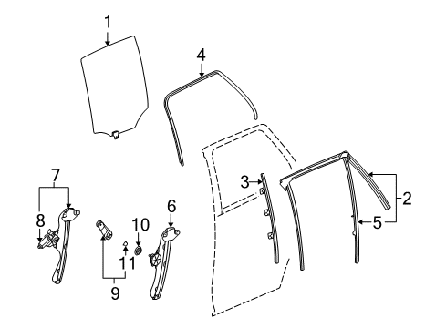 2002 Saturn Vue Rear Door - Glass & Hardware Channel Asm-Rear Side Door Window (Secondary) Diagram for 25790858