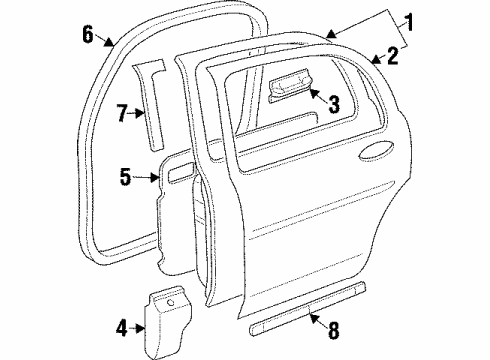 1997 Infiniti I30 Rear Door Seal-Rear Door Partition, RH Diagram for 8283840U10