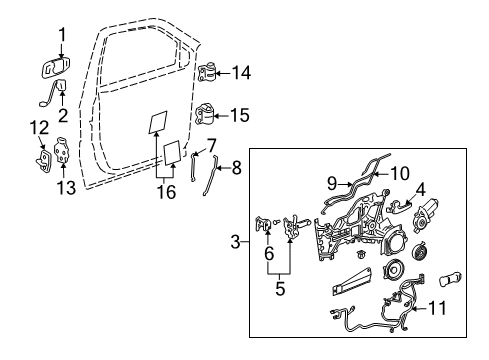 2007 Saturn Relay Front Door - Lock & Hardware Handle Asm-Front Side Door Outside *Antique Bronn Diagram for 15138027