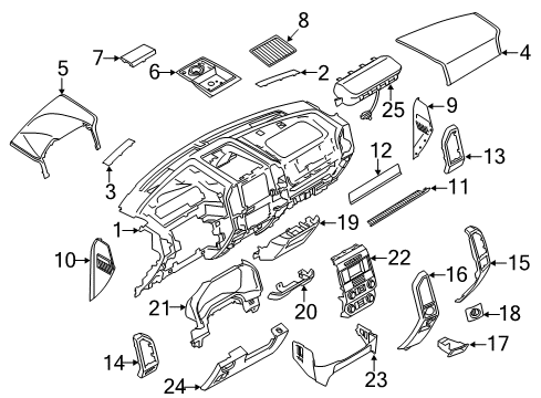 2020 Ford F-350 Super Duty Instrument Panel Components Closure Panel Diagram for HC3Z2504459AC