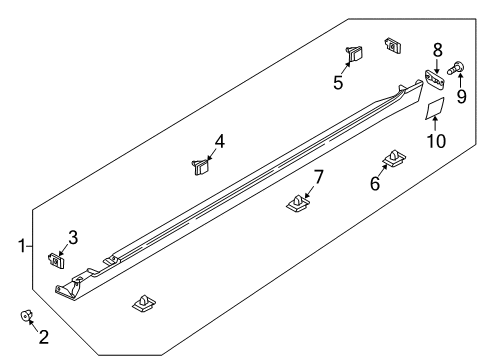 2019 Genesis G90 Exterior Trim - Pillars, Rocker & Floor Clip-Side Sill Moulding Mounting Diagram for 877593V000