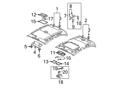 2007 Honda Civic Sunroof Holder, Sunvisor *YR327L* (PEARL IVORY) Diagram for 88217S04003ZX