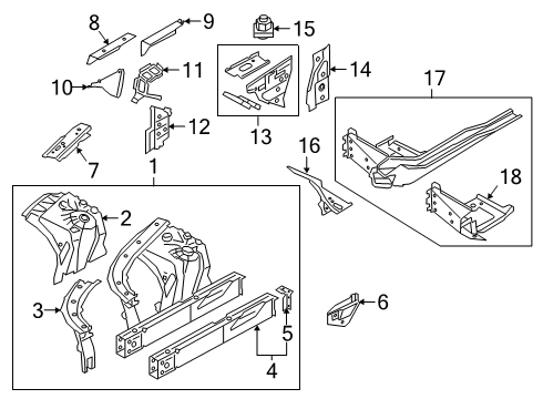 2020 BMW 840i Structural Components & Rails Support, Carrier Support, Left Diagram for 41007437463
