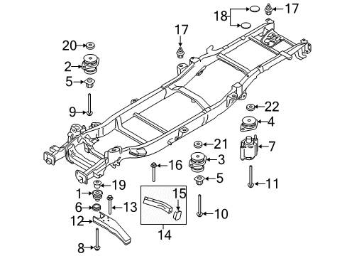 2015 Ford F-150 Frame & Components Mount Bolt Nut Diagram for W713760S440