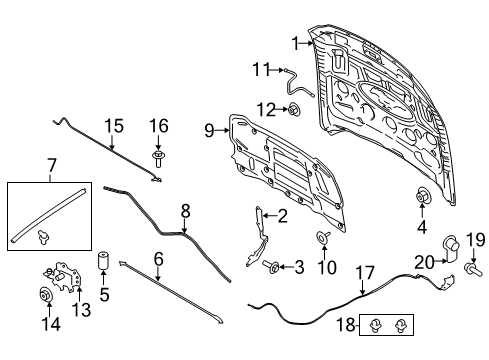2017 Ford Mustang Hood & Components Seal To Hood Diagram for FR3Z16A238B