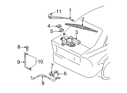 2000 Ford Focus Lift Gate - Wiper & Washer Components Wiper Blade Diagram for 4S4Z17528AB