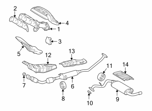 2004 Toyota Corolla Exhaust Components Muffler & Pipe Diagram for 174300D181