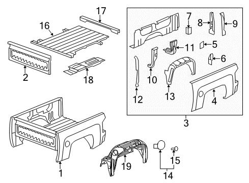 2012 Chevrolet Silverado 3500 HD Pick Up Box Components Filler Diagram for 20902968