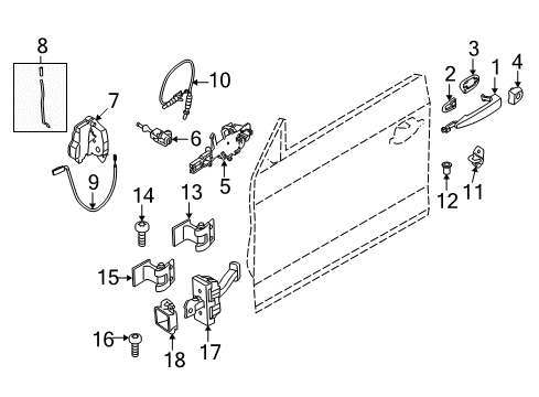2016 BMW 428i Gran Coupe Front Door Carrier Outside Door Handle Front Right Diagram for 51217380544