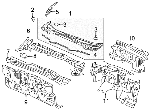 2017 Honda Civic Cowl Dashboard (Lower) Diagram for 61500TGGA00ZZ