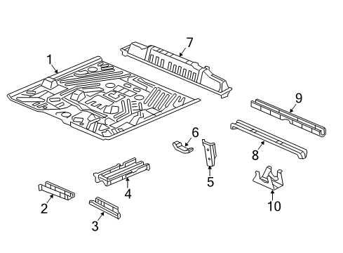 2020 Acura MDX Pillars, Rocker & Floor - Floor & Rails Panel Set, Front Floor Diagram for 04651TZ5A10ZZ