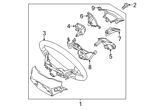 2020 Hyundai Kona Steering Column & Wheel, Steering Gear & Linkage Steering Wheel Assembly Diagram for 56100J9180UN5