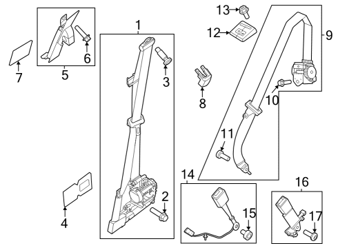 Seat Belt Outer Belt Screw Diagram for W505275S437M