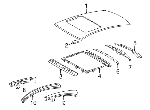 2013 Lexus IS F Roof & Components Reinforcement, Roof Panel, NO.2 Diagram for 6314253901