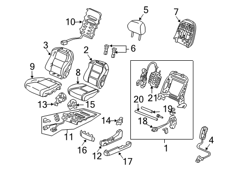 2008 Acura TL Front Seat Components Pad Assembly, Left Front Seat Cushion Diagram for 81537SEPA31