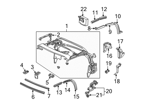 2009 Honda S2000 Convertible Top Protector, L. Soft Top Roof A Diagram for 86036S2A013