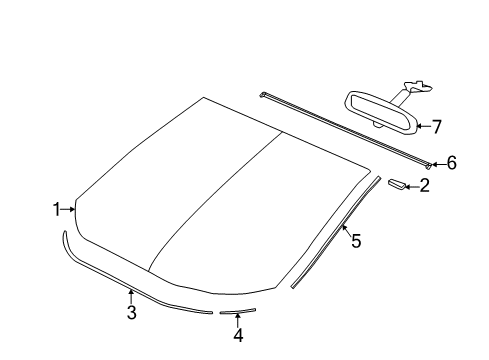 2003 Land Rover Range Rover Windshield Glass Molding, FR. Windshield Side Diagram for 73125TR3A01