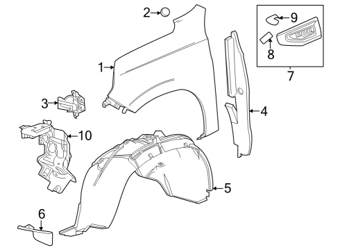2021 GMC Yukon XL Fender & Components Body Side Molding Clip Diagram for 11612150