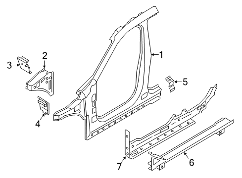 Hinge Pillar, Rocker Column A Exterior, Left Diagram for 41007436157