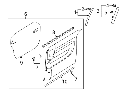 2007 Hyundai Entourage Interior Trim - Side Loading Door Panel Assembly-Rear Door Window Trim, RH Diagram for 833604D010CS