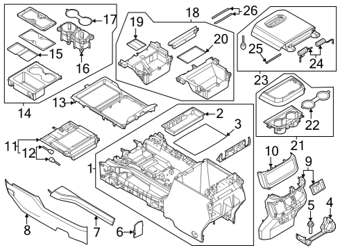 Front Console Upper Molding Screw Diagram for W506822S451