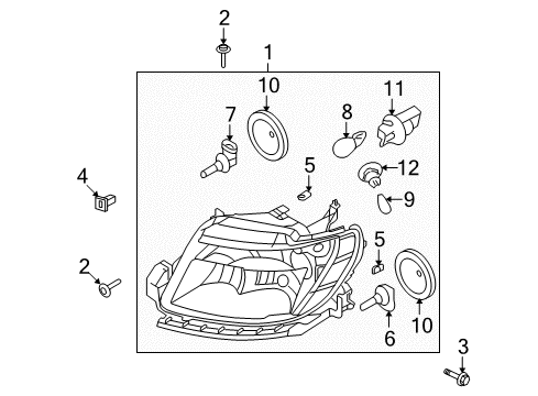 2008 Ford Taurus Headlamps Signal Lamp Bulb Socket Diagram for 5G1Z13411AA