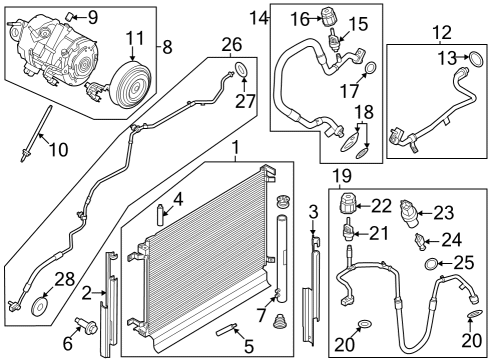 Condenser, Compressor & Lines Clutch & Pulley Diagram for JR3Z19V649A