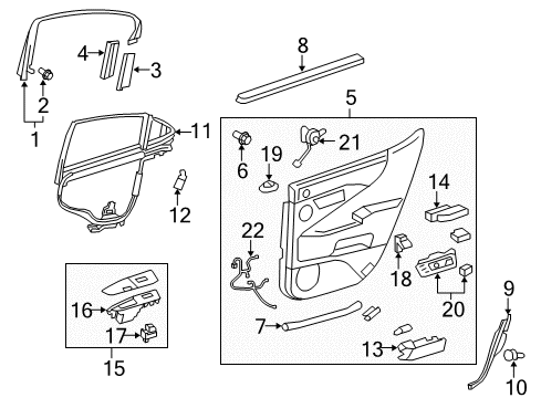 2013 Lexus LS460 Interior Trim - Rear Door Weatherstrip, Rear Door, Lower RH Diagram for 6233050040