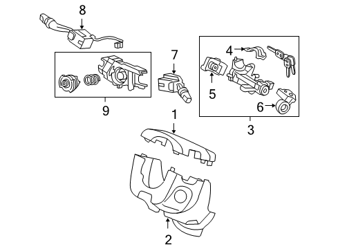 2008 Honda Odyssey Switches Cover Assembly, Column (Lower) (Graphite Black) Diagram for 77360SHJA03ZA